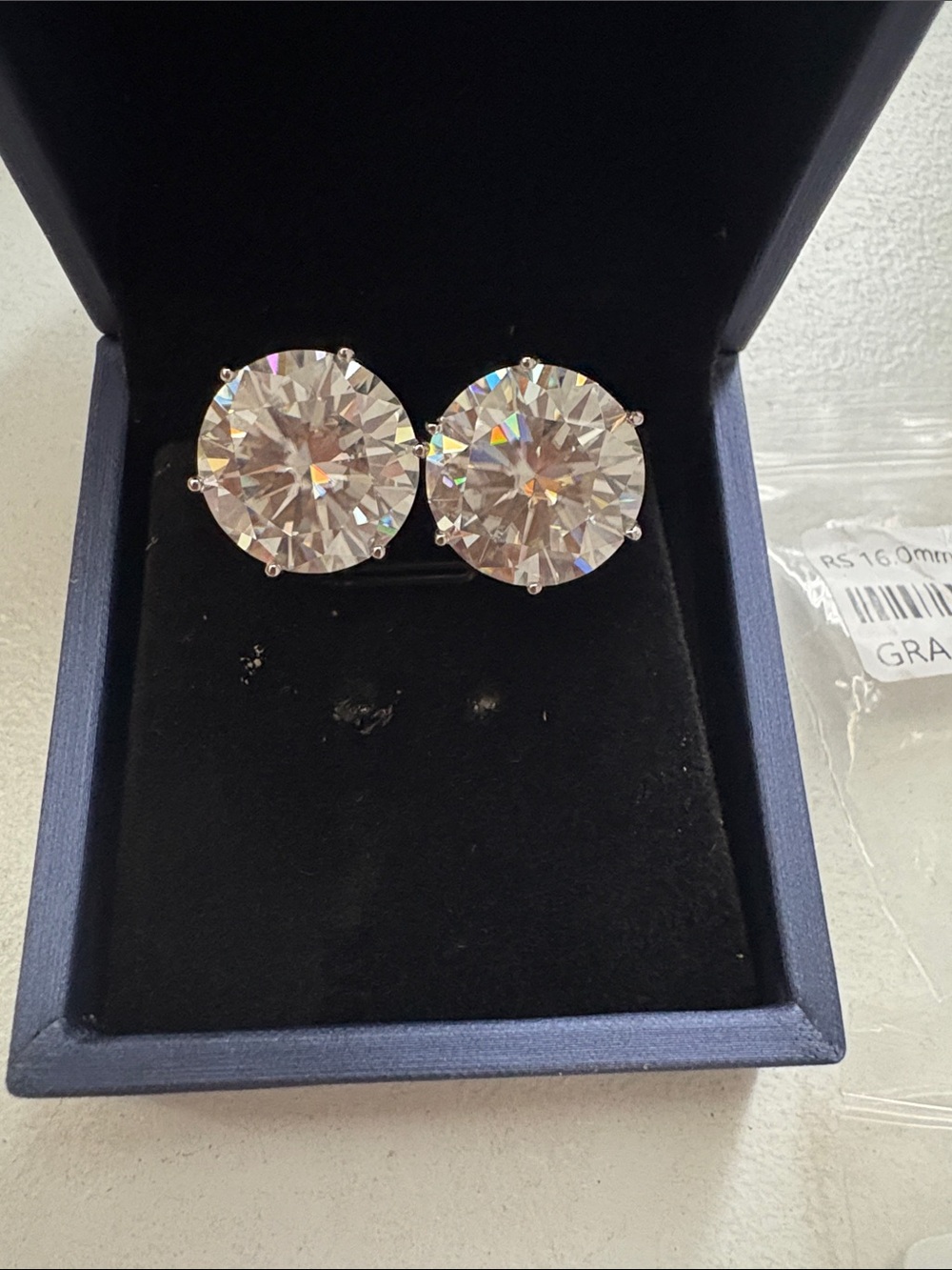 Brilliant Clear Round Crystal Stud Earrings - Women Jewelry 16 MM Huge